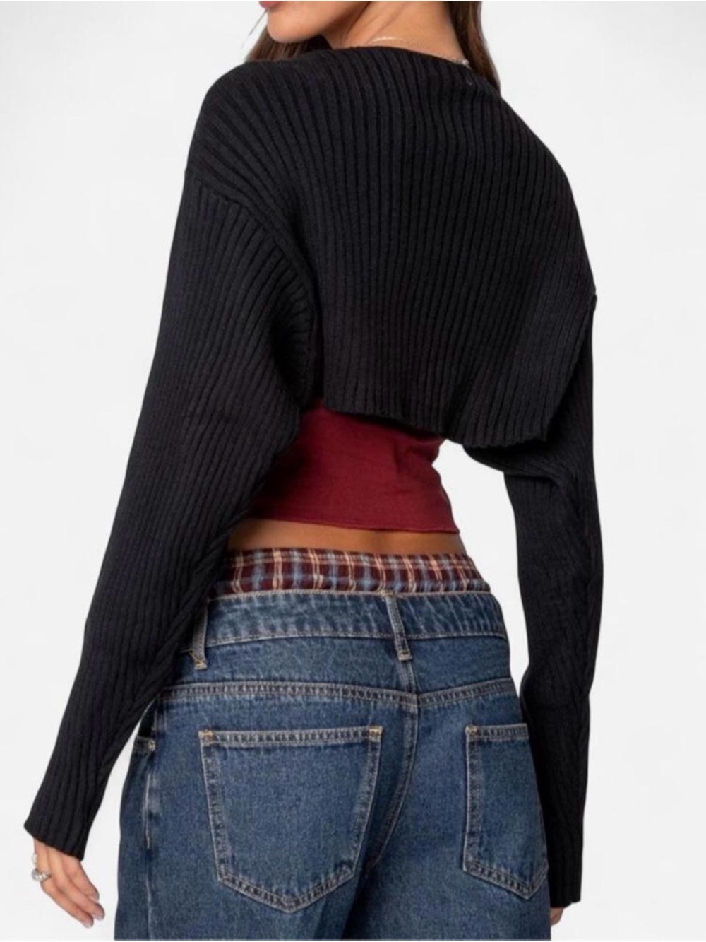 Edikted Black Cropped Ribbed Sweater NWT Size XS/S